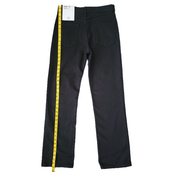 ZARA Denim Barrel Leg Mid Rise Regular Length Jean Black Size 2 - Picture 4 of 7